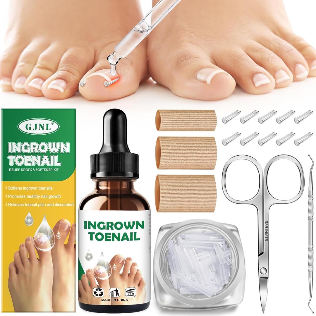 Ingrown Toenail Kit - Ingrown Toenail Drops, Ingrown Toenail Set - 60 Pcs Toenail Straightener Strips -Toenail Lifter Small Scissors