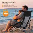 NEWBULIG Folding Camping Beach Chair for Adults, Low Profile Lawn Chair with Cup Holders & Carry Bag, Extra Wide Seat and High Back, Portable for Beach, Outdoors, Travel & Concerts, Black | Low Profile Outdoor Camp Lawn Chair for Adults with Cup Holder, Carry Bag, and Mesh Back for Picnic, Beach, Concerts, 22.24" x 25.79" x 27.36"