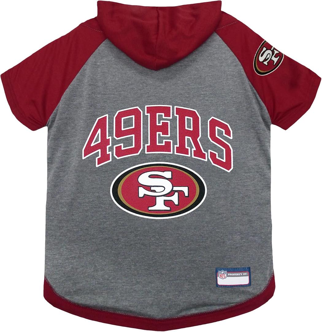 Pets First NFL SAN Francisco 49ERS Hoodie for Dogs & Cats. | NFL Football Licensed Dog Hoody Tee Shirt, X-Small| Sports Hoody T-Shirt for Pets | Licensed Sporty Dog Shirt. (SAN-4044-XS)