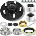 TiciKim 1 Set Trailer Hub Kit 5 Bolt 4.5 for 3500 lb Trailer Axle Bearing Kit Boat Trailer Hub 5 Lug with Extra Trailer Dust Caps and Rubber Plugs for #84 Spindle 1-1/16'' to 1-3/8" Trailer Axles