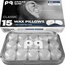 PQ Wax Ear Plugs for Sleeping, Swimming - 15 Soft Noise Cancelling Silicone Gel Wax Earplugs for Sleep and Swimmers, Ear Protection with Sound Blocking Level of 32 Db, (15-Pillows), Color: White