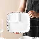 Ceramic Divided Porcelain Dinner Plate - 10 Inch, Breakfast, Lunch, Bowl, Portion Control, Salad - Kitchen Tableware