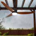 DLLT Outdoor Ceiling Fans with Light: 52" Walnut Plug in Ceiling Fans with Lights for Gazebo Patios Porch - Waterproof Hanging Fan with Remote APP Control Dimmable 3 Color Light 6-Speed DC Motor