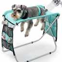 Senior Pet Grooming Hammock with Stand - Sturdy Aluminum Alloy Station for Elderly Dogs & Cats - Gentle Joint Support for Nail Trimming, Bathing & Care - Foldable, No Hook Needed (30 lbs)