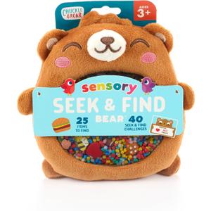 Chuckle & Roar Sensory Seek & Find Scavenger Hunt Bear  Plush Travel Toy with Hidden Objects, 40 No-Reading Challenge Cards, Sensory Activity for Focus & Calm, Toddler Gift Ages 3+
