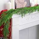 2PCS Artificial Christmas Norfolk Pine Garlands,Real Touch Winter Pine Garland,Green Artificial Greenery Garland for Table, Stairs,Mantle, Wall, Indoor, Outdoor Christmas Decorations,Natural Droopy