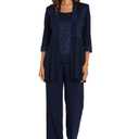 R&M Richards Women's 2-Piece Glitter Lace Mock Jacket Pant Set with Ity Trousers for Mother of the Bride, Cocktail Attire, 14
