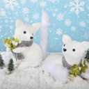 2 Pack 9 Inches Christmas White Sisal Fox Figurines Winter Decor Woodland Fox Desktop Centerpiece Rustic Forest Animals Tabletop Decoration Seasonal Gift