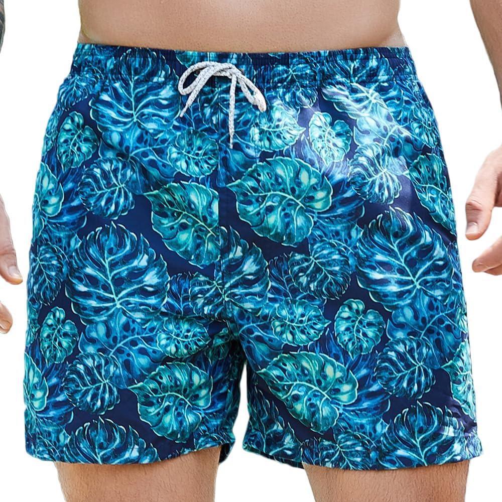 Men's Quick Dry Swim Trunks - Beach Vacation Essentials Board Shorts, Large