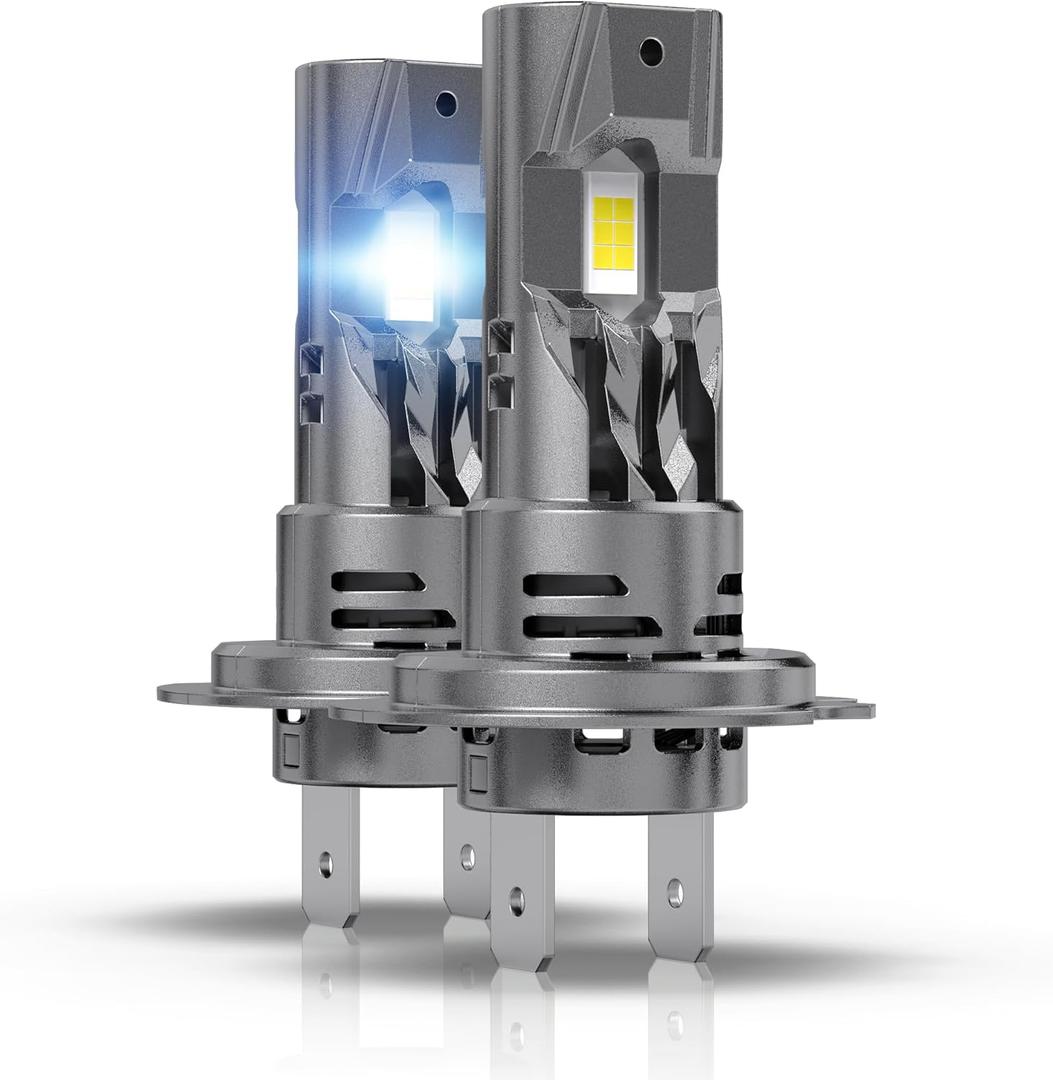 Katana Upgraded H7 Light Bulbs, 18000LM 6500K White Mini Size with Cooling Fan, Canbus Ready Fog Light, Pack of 2