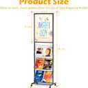 lesolar Floor-Standing Magazine Rack with Poster Board Stand 4-tier Newspaper Holder Book Display Shelf Brochure Display Stand Poster Sign Holder with Wheels Suitable for Exhibitions Store Business
