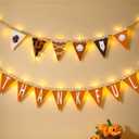 Thankful Banner Set 3D Felt Thanksgiving Garland with LED String Lights, Hanging Fall Decor for Home, Party, Mantel, Front Door, Window, Wall(Pumpkin Pie)