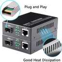 A Pair Gigabit Ethernet SFP Fiber Media Converters with Dual Core LC Transceiver Module, Single-Mode LC, SMF RJ45 to SFP Slot up to 20KM, 10/100/1000Base-Tx to 1000Base-SX (2 Pack)