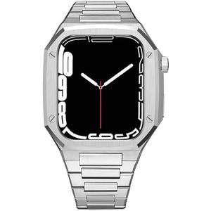 Stainless Steel Luxury Rugged Metal Case Band For Apple Watch Band 41mm 44mm 45mm Protective Case Cover for iWatch Series 9 8 7 41mm 45mm and Series 6 5 4 SE 44mm Mod Kit