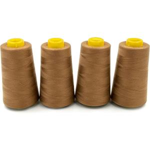 Tortoise 4 Cones of 3000 Yards Each Spool Thread for All Purpose, Serger, Overlock, Quilting, Sewing Machine - 100% Polyester - 40S/2 Ginger