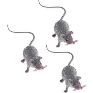 3Pcs Lifelike Fake Mouse Realistic Mice, Spooky Rat, Halloween Prank, Rubber Rat with Long Tail, Creepy April Fool's Day Decorations