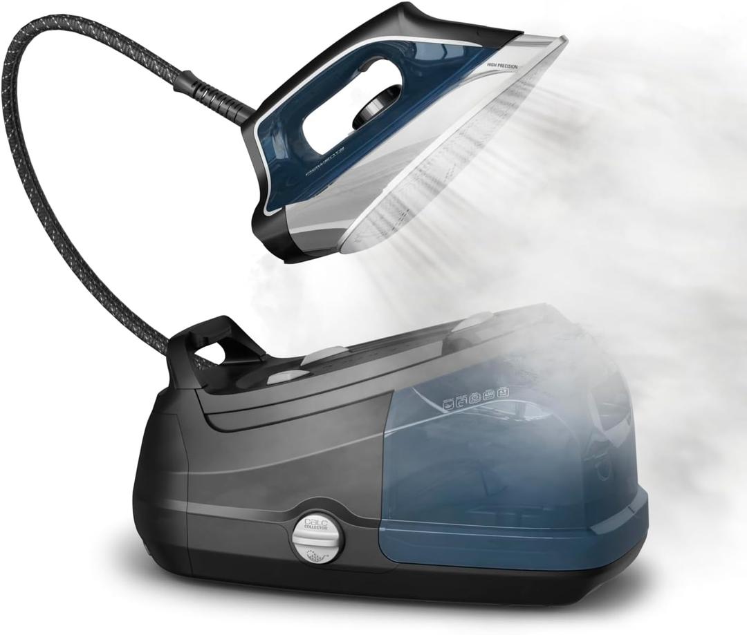 Rowenta, Iron, Stainless Steel Soleplate Professional Steam Station for Clothes, 1.1L Removable Tank, Fast Heat Up, 1800 Watts, Blue Clothes Iron, DG8624 (55 Minute Run Time)