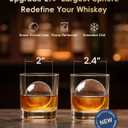 ecozy 2.4" Clear Ice Ball Maker Countertop with CrystalFlux Technology, Minimal Footprint Sphere Ice Maker with 8H Timer, 1 pcs in 40 Mins, 32 pcs/Day, Self-Cleaning for Home Bar Whiskey & Bourbon