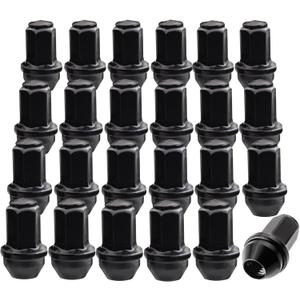 Set of 24,14x2.0mm 13/16 Hex OEM Factory Style Large Acorn Seat Lug Nuts, Replacement for 2003-2014 Expedition/ 2001-2014 F150/ 2003-2014 Navigator Stock Wheels Large Acorn Seat,Black