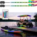 Battery Operated Marine Submersible Boat Lights Strip, 2 Pcs 4FT 9V IP68 RGB Golf Cart Canopy Roof Underglow Lights, Kayak Paddleboard Light, Boat Interior Deck Courtesy Light