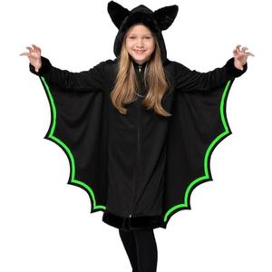 Spooktacular Creations Halloween Vampire Bat Costume Glow in the Dark, Girl Black and Silver Bat Wings Costume for Kids M 8-10