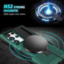 for Samsuung Galaxy S24 Ultra Magnetic Case [Compatible with MagSafe] with Camera Cover & Magnetic Ring Kickstand, Military Grade Heavy Duty Case for Samsung S24 Ultra 6.8'', Green