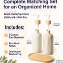 Getstar Hand and Dish Soap Dispenser Set, Ceramic Soap Dispenser for Bathroom and Kitchen with Rust Proof Pump and Bamboo Tray, Set of 2