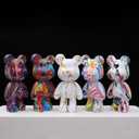 Graffiti Bear Statue Decor for Home, Resin Animal Sculpture Ornament for Indoor Room (Type D)