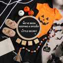 23 Pcs Halloween Pregnancy Announcement Set Fall Baby Announcement Idea Pregnancy Reveal Newborn Bodysuit Felt Bootie Wood Blocks Prop Bead Pumpkin Bat Letter Board Kit for Party