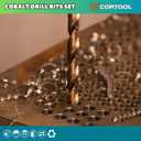 1/2 inch Cobalt Drill Bits (6Pcs), M35 HSS Metal Jobber Length Twist Drill Bit Set for Hard Metal, Stainless Steel, Iron, Copper, Aluminium, Brass, Plastic & Wood