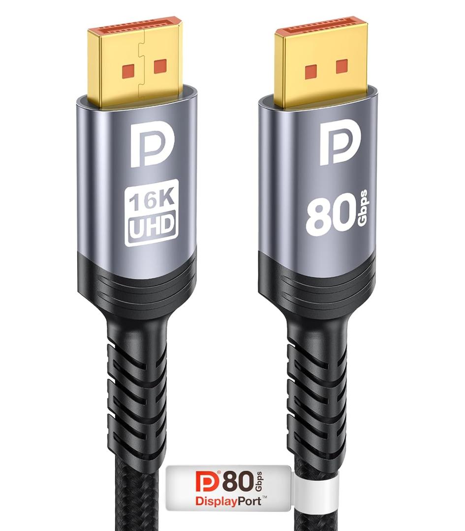 Sniokco 80Gbps DisplayPort Cable 2.1 5FT, VESA Certified 16K DP Cable 16K@60Hz 8K@240Hz 4K@540Hz 360Hz 240Hz Compatible with HDR HDCP 2.3 DSC FreeSync G-Sync Monitor Graphics RTX 5090 4090 PC HDTV