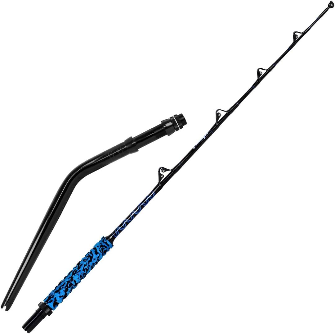 Fiblink Saltwater Offshore Trolling Rod Big Game Rod Conventional Boat Fishing Pole Deep Drop Sea Roller Rod (56, 6), 6' - 80-120lbs
