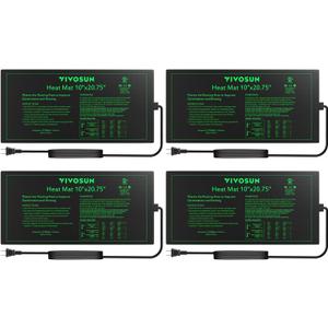 VIVOSUN 4-Pack 10" x 20.75" Durable Waterproof Seedling Heat Mat, UL & MET-Certified Warm Hydroponic Heating Pad for Germination, Indoor Gardening, Greenhouse