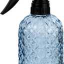 Glass Handheld Spray Bottle - 12oz Refillable Bottle Adjustable Nozzle Watering Can for Garden Plants Cleaning Solutions (Blue)