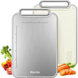 Titanium Cutting Board for Kitchen, Double Sided Cutting Board, Food Grade 2 in 1 Pure Titanium and Wheat Straw PP Chopping Boards Raw and Cooked Separation, Non-Slip 5s Quick Clean Large Size 1611