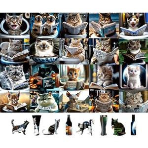 Blueforest 500 Piece Cat Puzzle for Adults - Funny Toilet Cats Reading Newspaper, Hilarious Jigsaw Puzzle 500 Pieces for Cat Lovers, Gag Gift & Family Game (23" x 15")