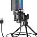TONOR Gaming USB Microphone for PC, RGB Condenser Computer Mic with Tripod Stand, Quick Mute, Gain Control, for Gaming, Streaming, Podcasting, Recording, Cardioid Mic Kit for Laptop/PS4/PS5 TC777 Pro