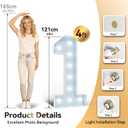 Ledido 4FT Warm White & Cool White Marquee Light Up Number 7, Easy to Assemble Marquee Numbers 4 Feet Tall, Large Lighted Number for Birthday Graduation Baby Shower Anniversary Party Decorations (7)