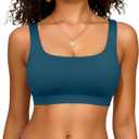 Women Sport Bra Swimsuit Top - Swim Bra Bikini Top Only Scoop Neck Bathing Top 2025 Swimwear (X-Large, Teal)