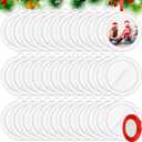 Vercraft 36 Pcs 2025 Christmas Clear Round Frame Ornaments with Red Ribbon, Acrylic Blank Round Photo Frame Bulk, Hanging Photo Ornaments for Christmas Tree Decoration (Classic Style)