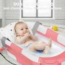 TPN Collapsible Baby Bathtub, Baby Bath Tub with Soft Cushion & Real-Time Thermometer, Baby Bathtub Infant to Toddler Tub (0-36 Months), Portable Newborn Travel Bath tub