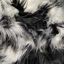Shaggy Fluffy Faux Fur Coat Black and White Sweater Women's Extend Ankle Puffy Outwear, Small