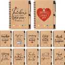 12 Set Employee Appreciation Gifts Bulk, Thank You Gift Inspirational Notebook for Team Volunteer Nurse Coworker Teacher Students, Notepad with Bamboo Pen Bulk (12, teacher)