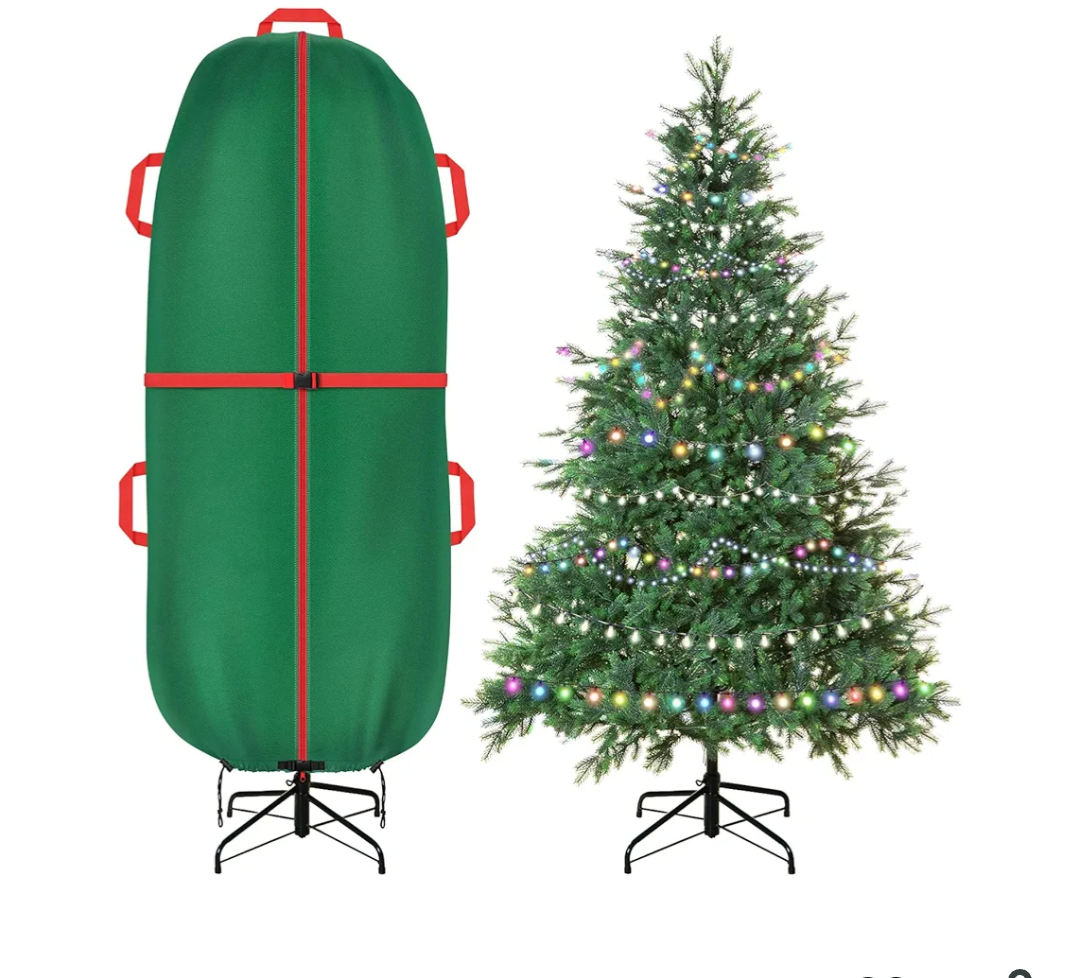 Jumbo Upright Christmas Tree Storage Bag with Zipper & Adjustable Straps  Tear Resistant Cover for 7.5 Foot Assembled Tree