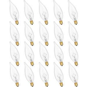 Potanro E12 Incandescent Light Bulbs 25Watt Warm White 2700K, 180 Lumens Candelabra Light Bulbs Decorative Dimmable Chandelier Bulbs for Ceiling Fan, Pendants (25W-20Pack)