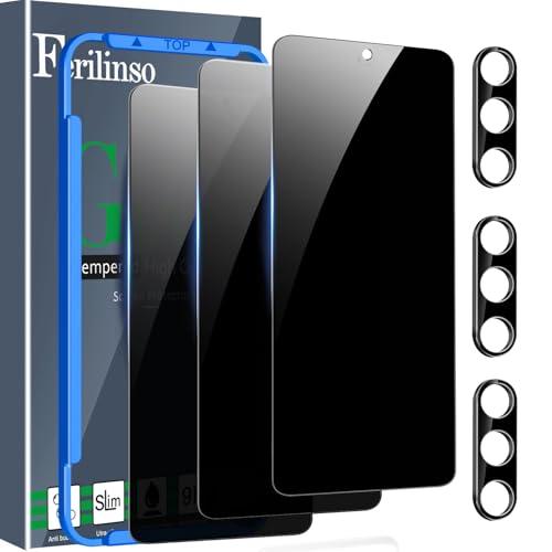 Ferilinso 3 Pack Privacy Screen Protector for Samsung Galaxy S26 with 3Pack Tempered Glass Camera Lens Protector Phone Case Friendly Accessories Protector de Pantalla for Samsung S26