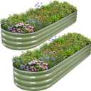 1MORE Galvanized Raised Garden Bed- Planter Garden Boxes Outdoor, Raised Beds for Gardening,Metal Garden Bed Kit for Vegetables Flower, Planter Raised Beds.8x2x1ft Green-2pcs