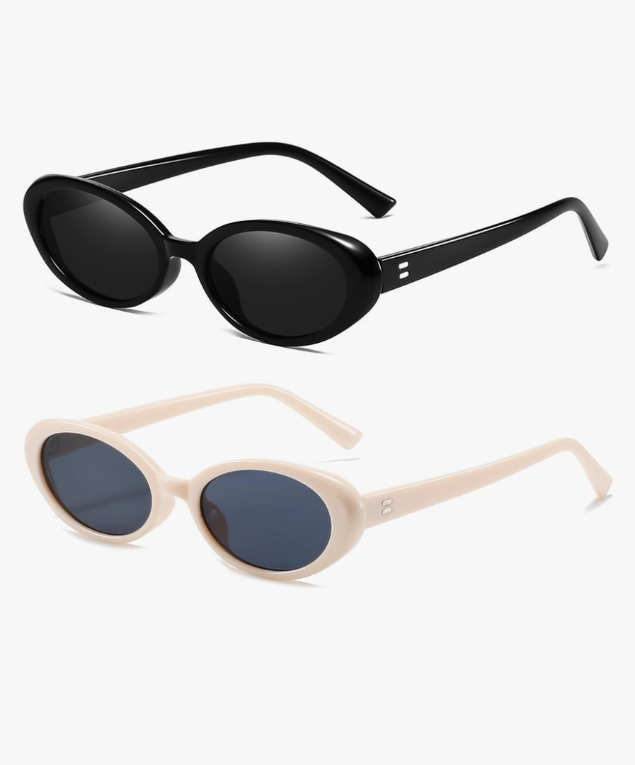 Retro Oval Sunglasses for Women Men Fashion Small Oval Sunglasses 90s Vintage Shades