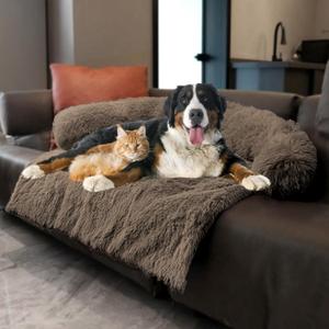Tinaco Calming Dogs/Cats Bed Mats, Dog Pad Washable Removable Couch Cover, Plush Long Fur Mat for Pets, Waterproof Lining, Perfect for Small, Medium and Large Dogs and Cats (Desert Brown, 59"x39")
