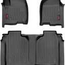 Rough Country All Weather Floor Mats Set for Chevy/GMC 1500 (2019-2024) - Custom Fit Rubber Floor Mats, Bucket Seat Rubber Truck Mats, Durable, Waterproof Truck Floor Mats